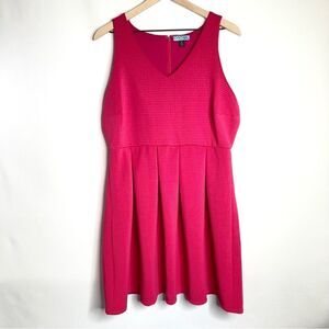 Cynthia Rowley Dark Hot Pink Sleeveless Dress Size XL Skater Textured Flare